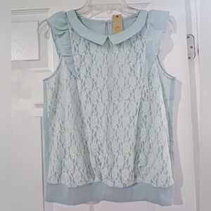 Hime Gyaru J-fashion Ryosan Lace Sleeveless Top - Light Blue